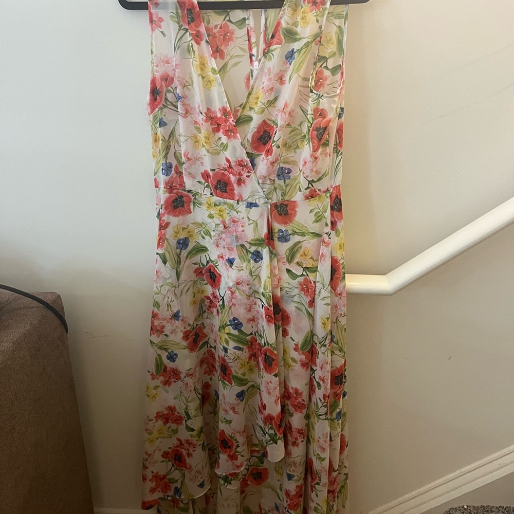 Calvin Klein Floral V-Neck Maxi Dress | Size 10